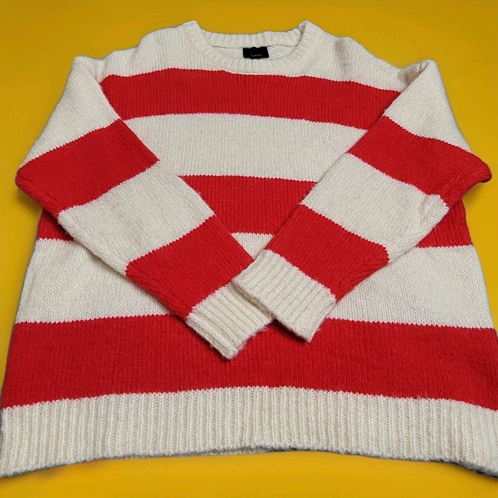 ❤️Lumiere Sweater Womens L Striped Wool Blend Chunky‎ Knit Boho Cabincore Preppy